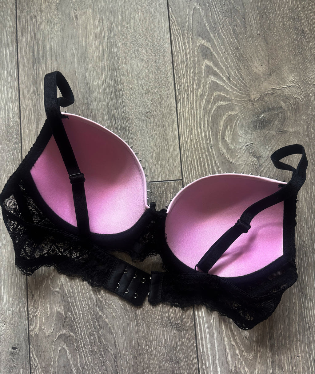 The Pink Y2K Crossover (with cross) Spiked push up bra