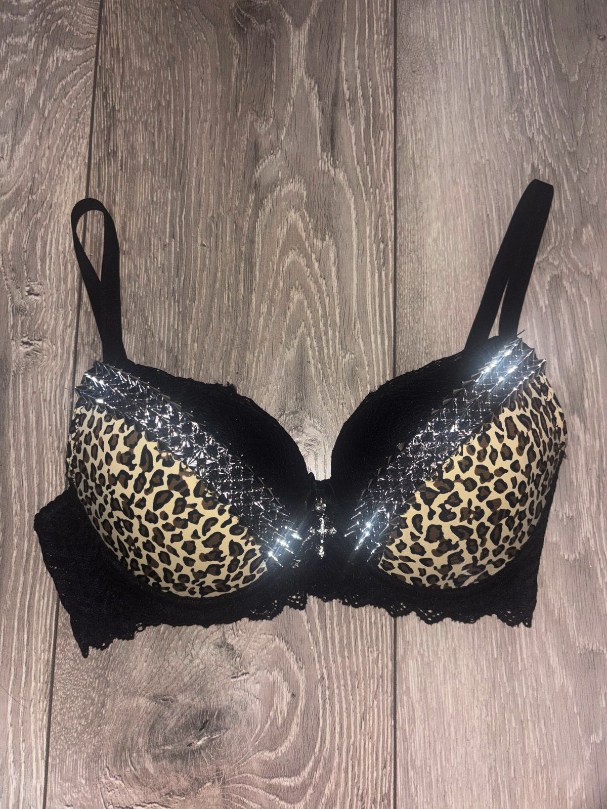 Leopard print Y2K (with cross) Spiked push up bra