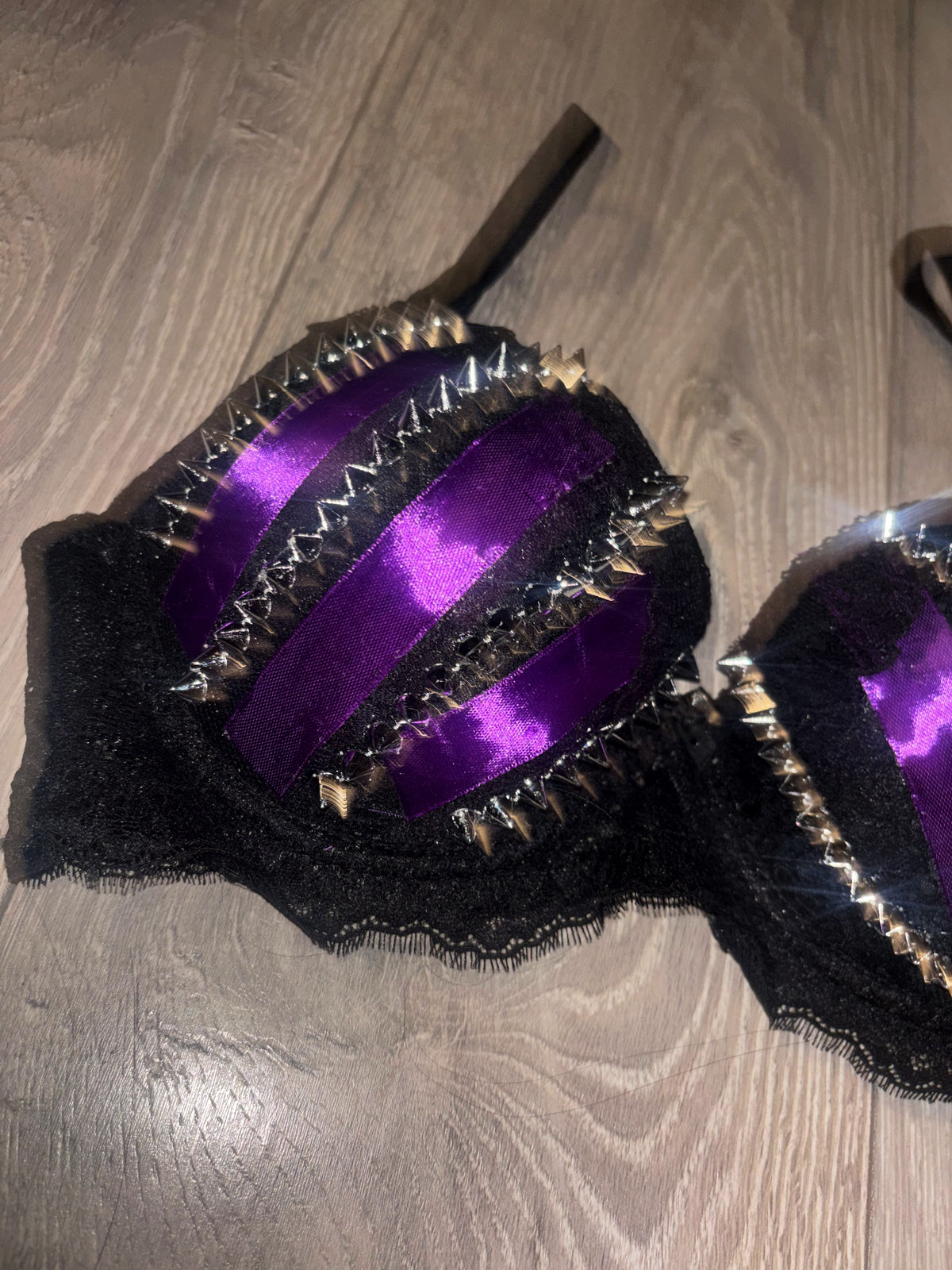 Purple Poison Spiked (with cross) Push up bra