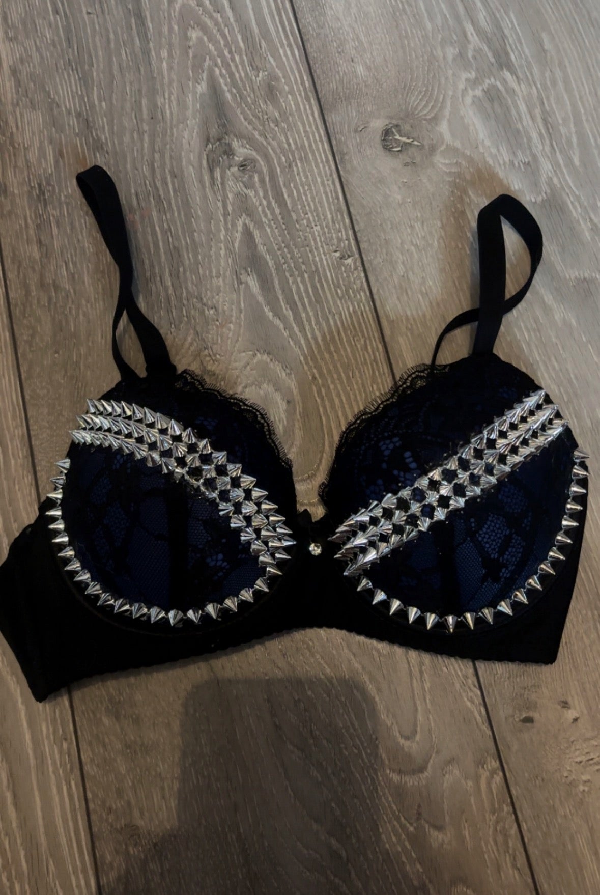 Dark blue Y2K (no cross) Spiked push up bra
