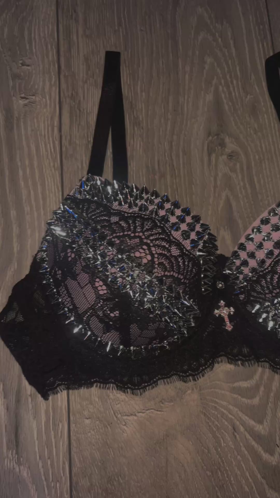 The Pink Y2K Crossover (with cross) Spiked push up bra