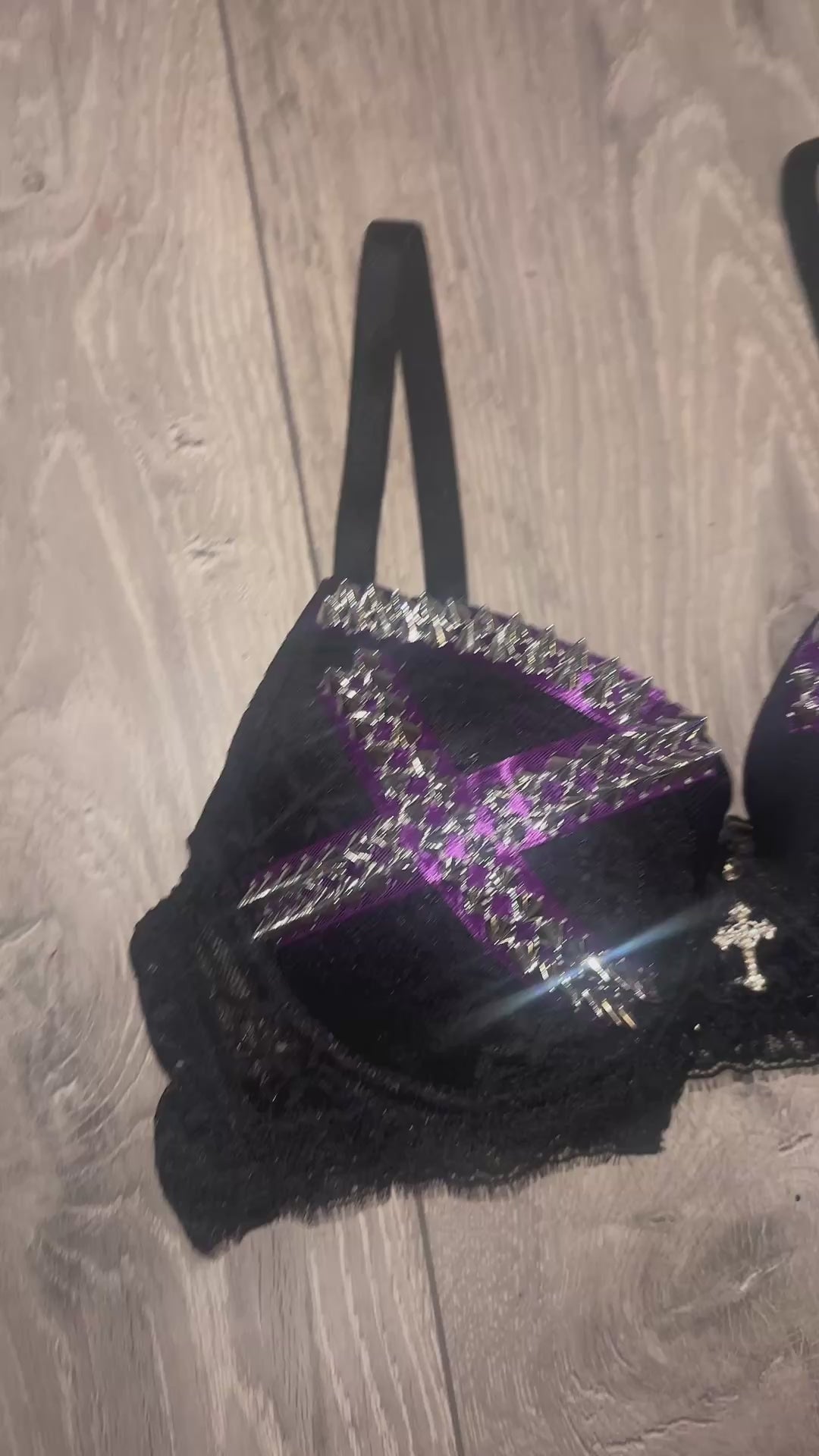 Violet Venom Spiked (with cross) push up bra