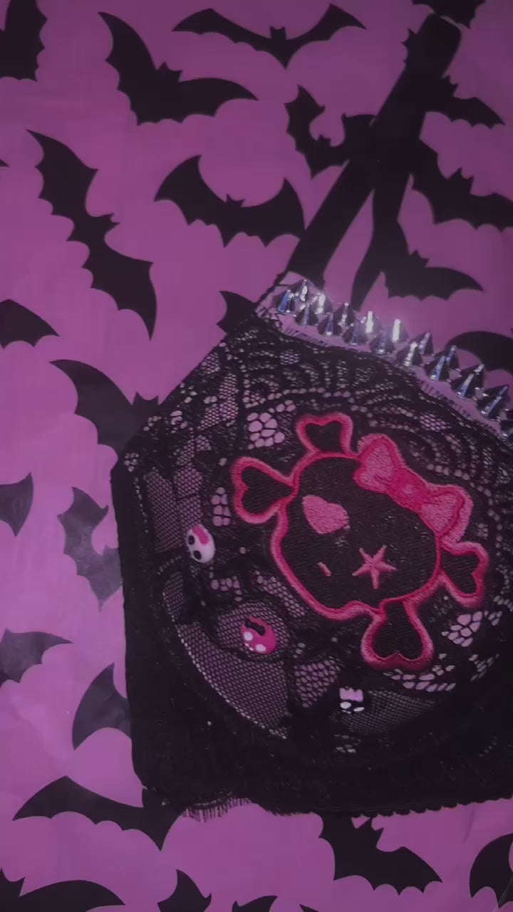 Pink Crush Skull Spiked (with cross) push up bra